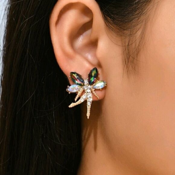 Fairy Tinkerbell Sparkling Rhinestones Earrings - Picture 6 of 12